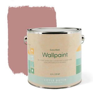 Little Dutch Wandfarbe Pure Pink, 2,5 l Dose. Matte, rosa Wandfarbe für Innenräume.
