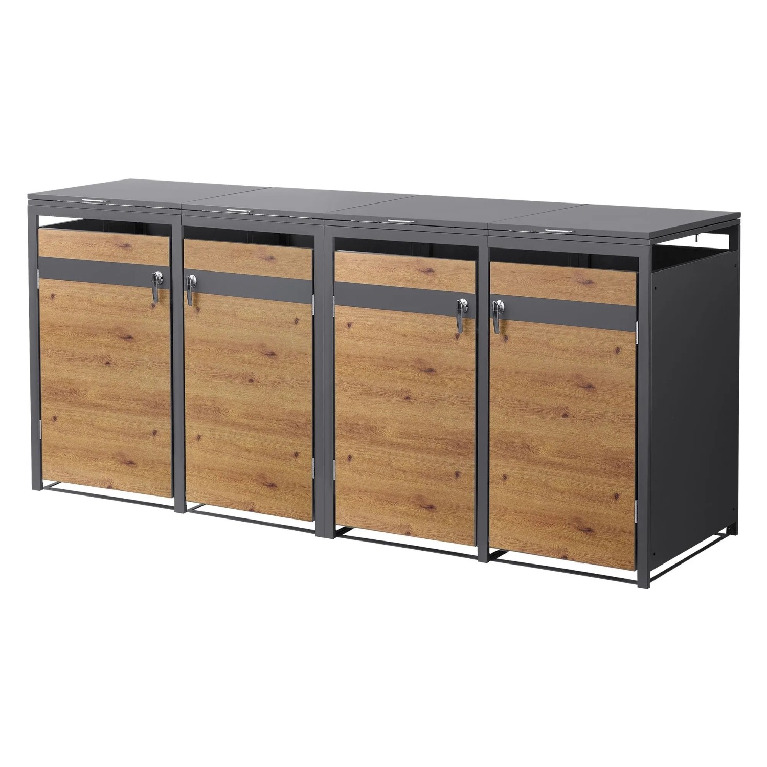 Ml-Design Mülltonnenbox 4Er 264x80x120 cm 240L Anthrazit-Holzoptik