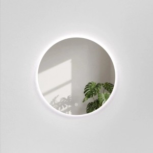 Emke LED Badezimmerspiegel Rund 50cm Rahmenloser Wandspiegel mit 3 Lichtfarben Dimmbar Touchschalter