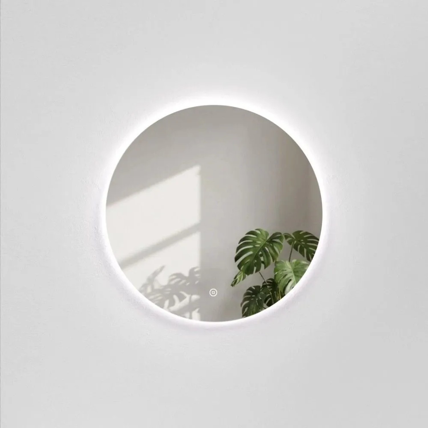 Emke LED Badezimmerspiegel Rund 50cm Rahmenloser Wandspiegel mit 3 Lichtfarben Dimmbar Touchschalter