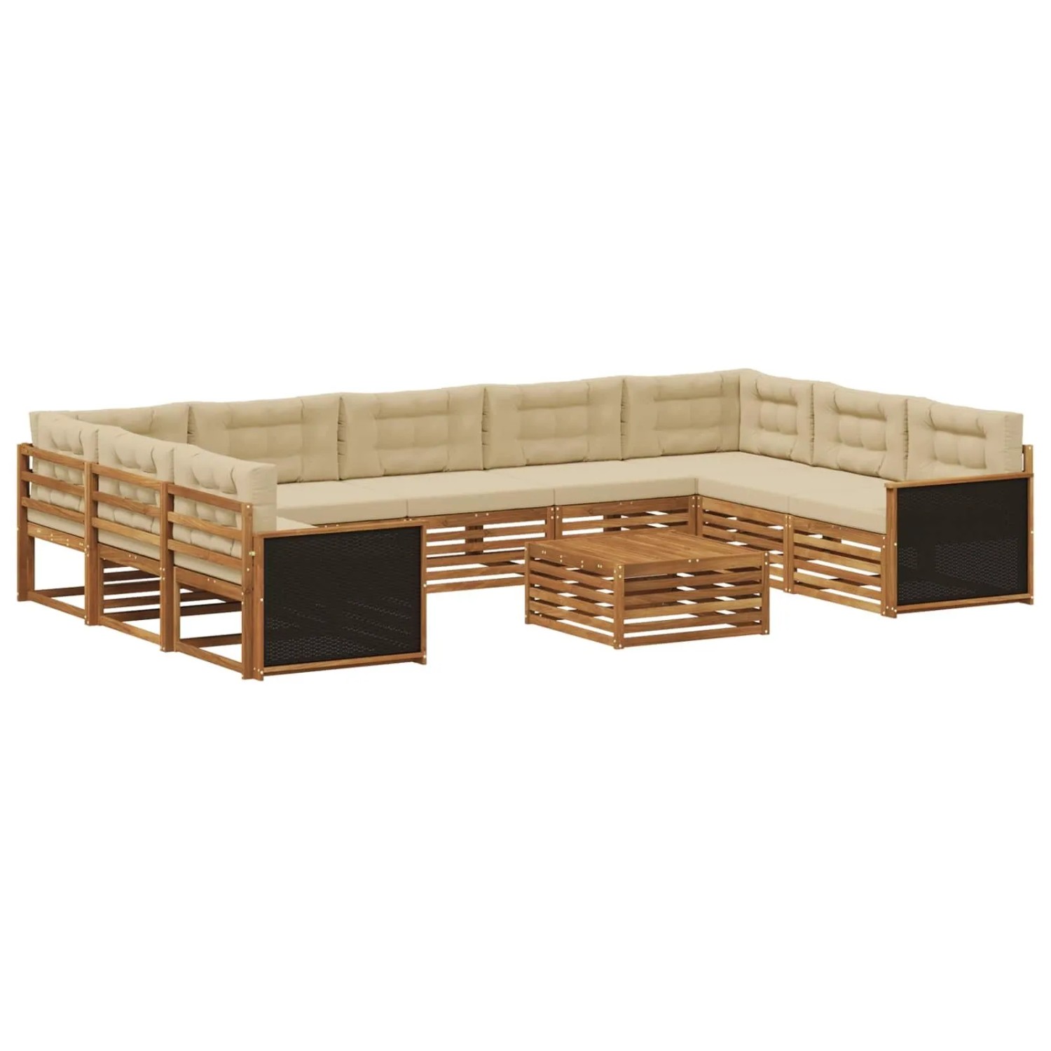 vidaXL Outdoor-Sofagarnitur 10 Stk Natur und Beige Massivholz Akazie 3383856