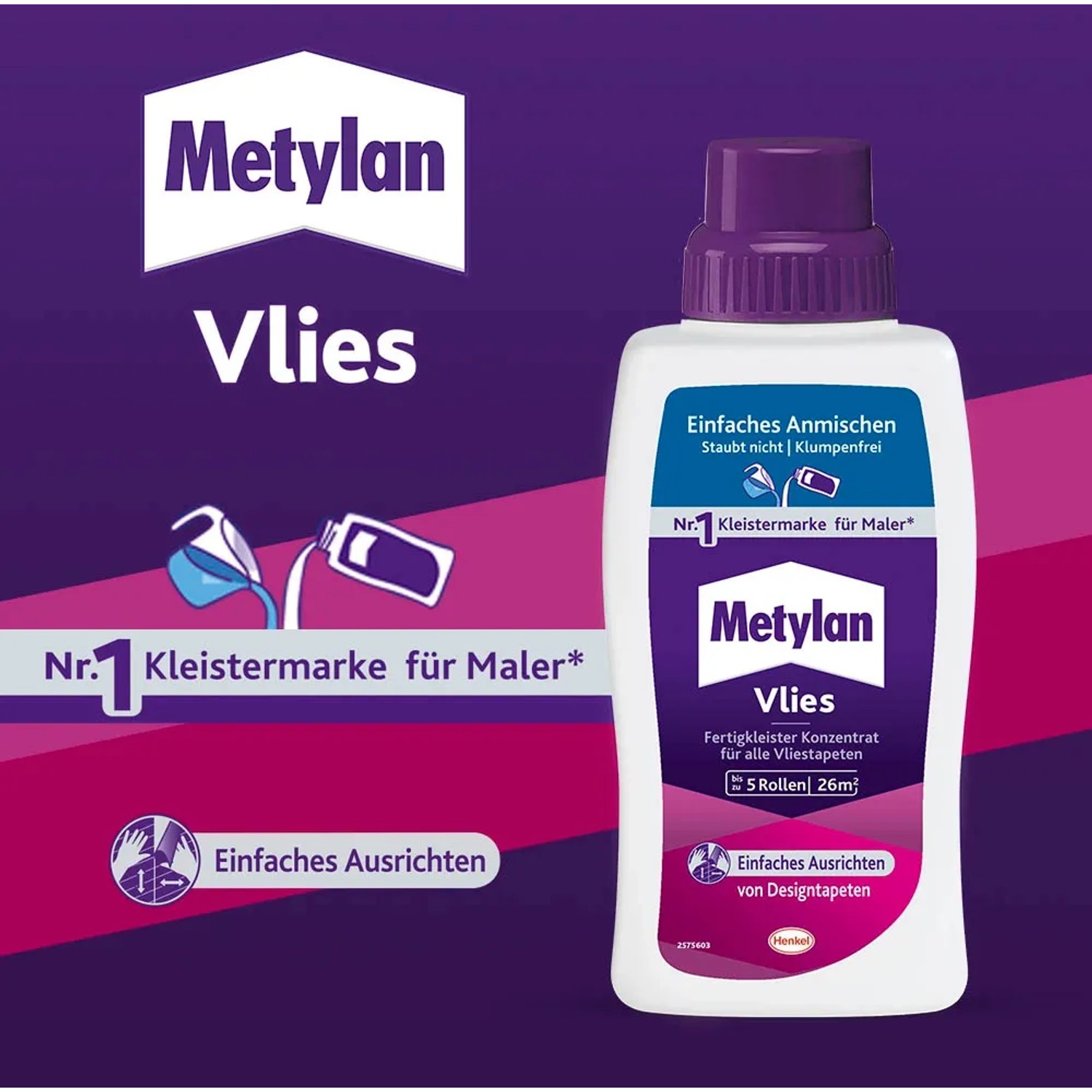 Metylan Vlies Fertigkleister Konzentrat, 500g Flasche, für Vliestapeten
