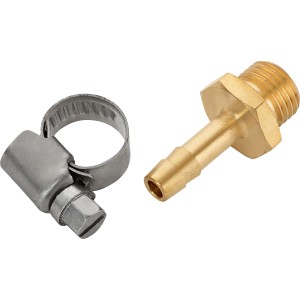 LUX Verschraubung A-6 Ø 13,2 mm (G 1/4) mit Schlauchschelle für Kompressoren.