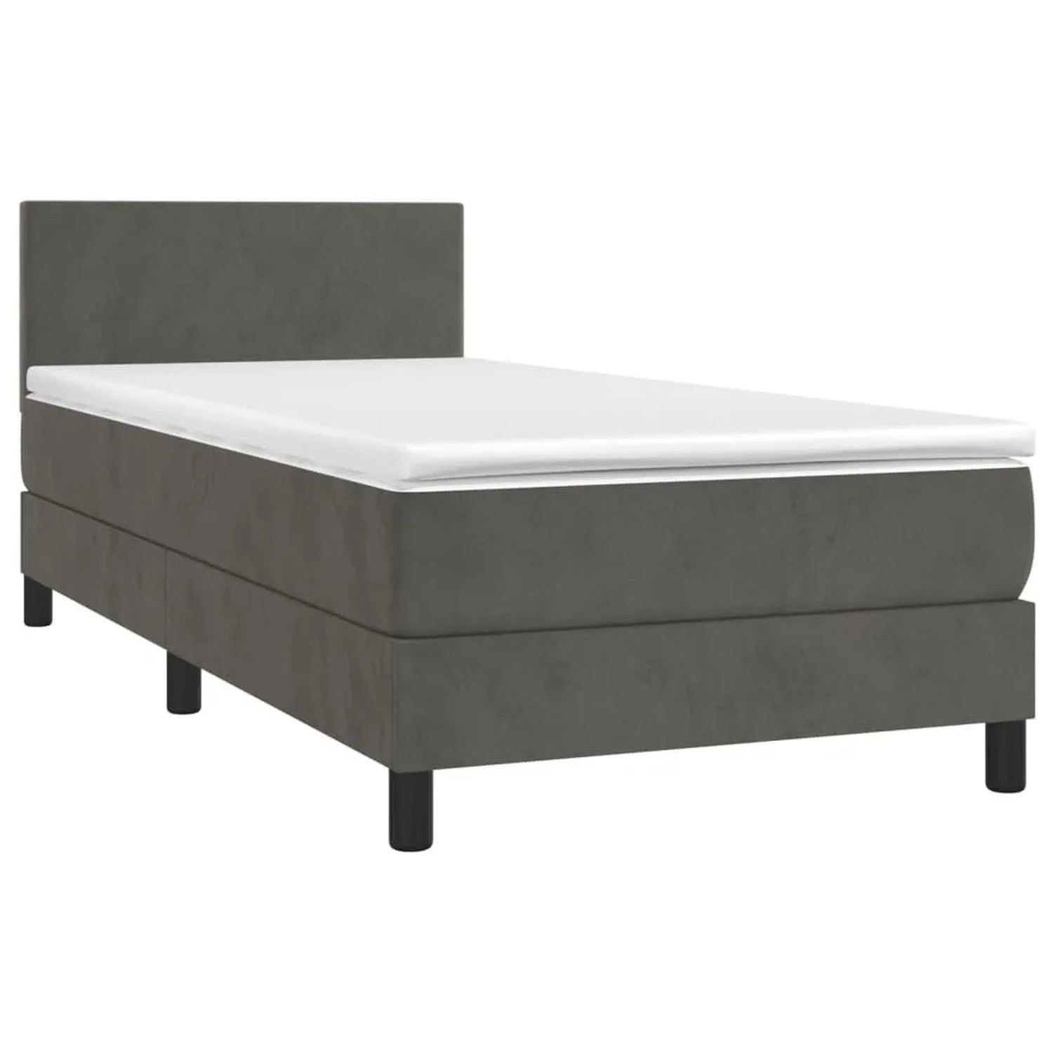 vidaXL Boxspringbett mit Matratze & LED Dunkelgrau 100x200 cm Samt 3134268 günstig online kaufen