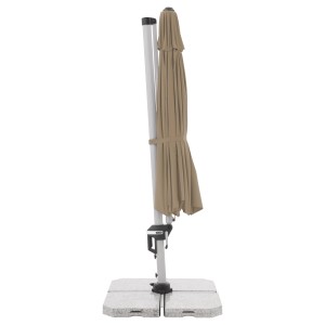 Doppler Ampelschirm Active, Ø 372 cm, Greige, mit Kurbelmechanik, geschlossen.