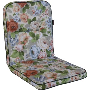 Angerer Stuhlauflage Niedrig Wolfgangsee Creme Blumen für Gartenstuhl, mit floralem Muster.