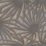 Graue Vliestapete mit floralem Palmblattmuster und goldenen Akzenten. Moderne, dekorative Tapete.