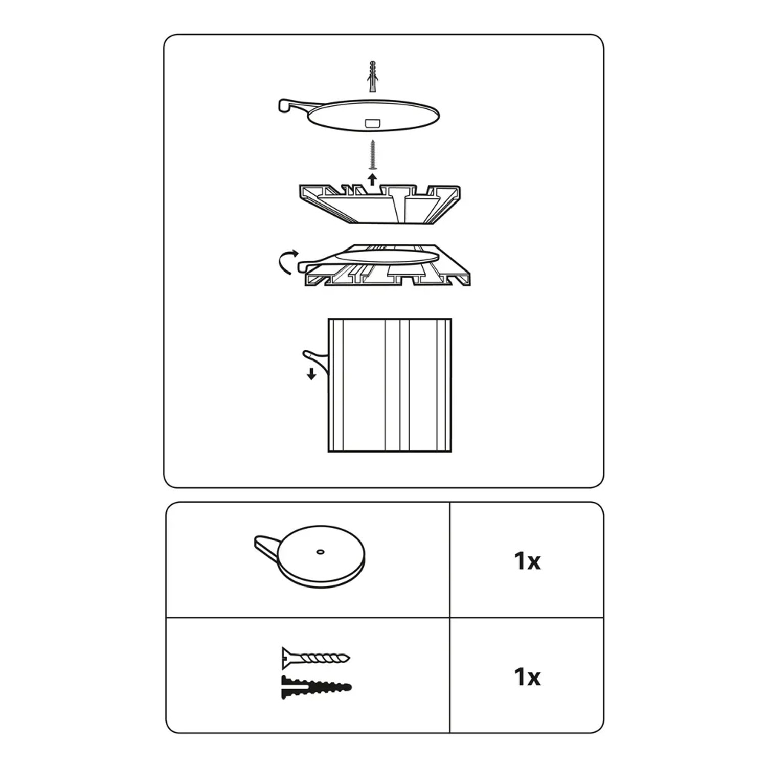Montageanleitung Gardinia Deckenträger für 3-läufige Aluminium-Vorhangschiene, 2er-Pack.