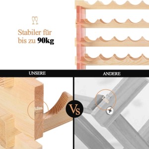 Costway Weinregal Holz Stapelbar 72 Flaschen 119 x 29 x 72 cm