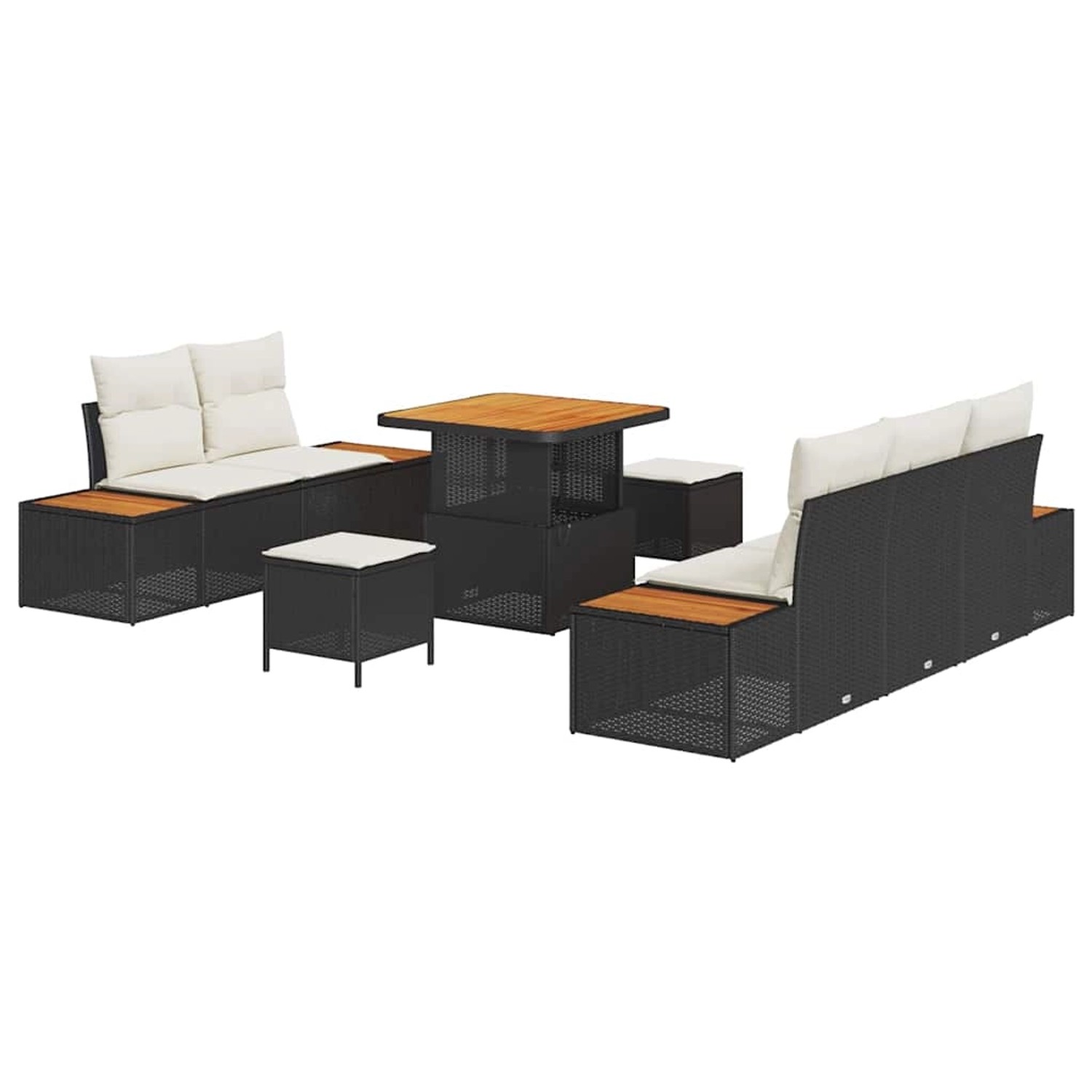vidaXL Garten-Sofa-Set mit Kissen 8-Tlg Schwarz Poly Rattan 3362855 günstig online kaufen