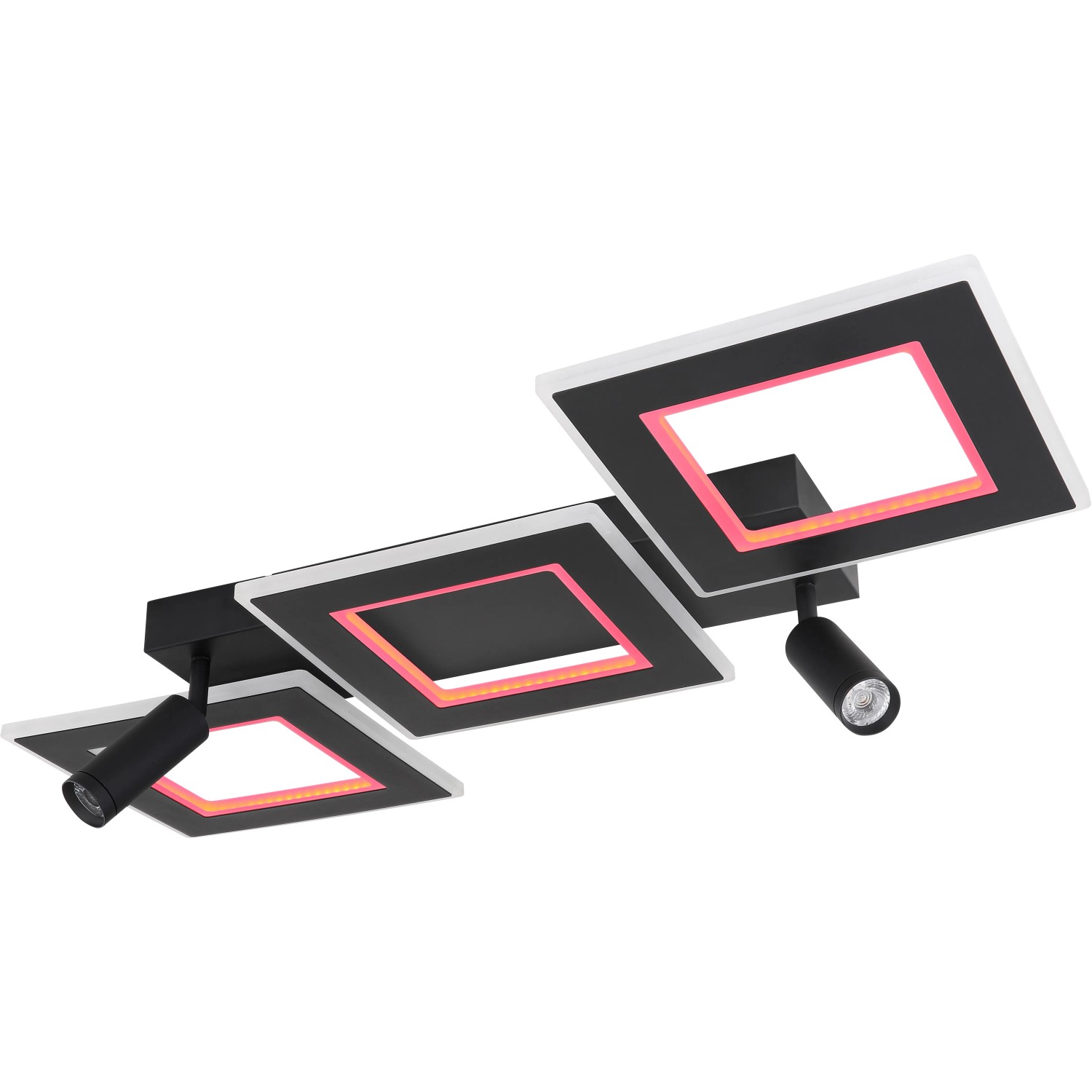 Moderne, dimmbare LED-Deckenleuchte Marian, 2-flammig, schwarz matt mit RGB-Farbwechsler.