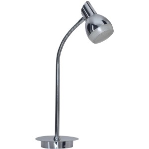 Chromfarbene LED-Tischleuchte Chromey von Näve, Schreibtischlampe aus Metall mit flexiblem Arm.