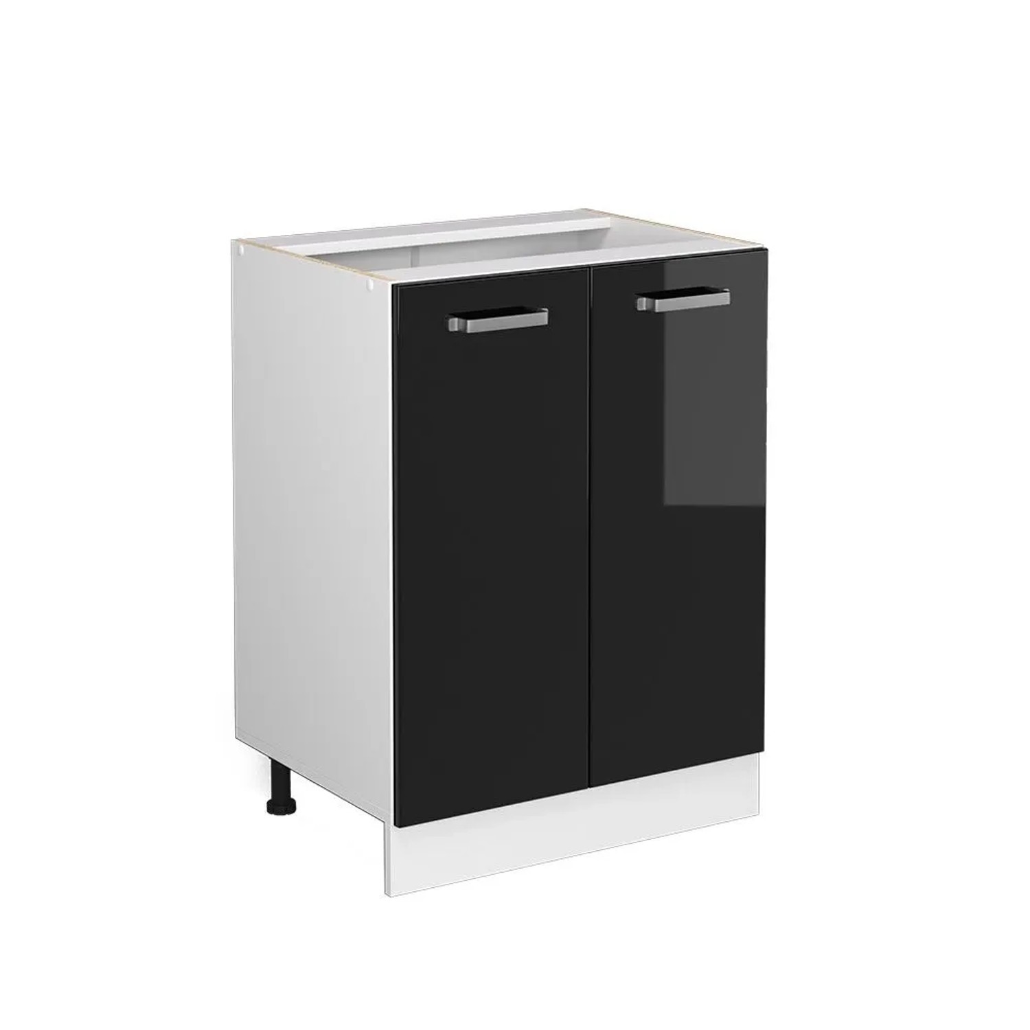 Vicco Küchenunterschrank R-Line Schwarz Hochglanz Weiß 60 cm ohne Arbeitsplatte