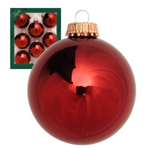 Krebs Glas Lauscha Weihnachtskugeln Rot Glanz Uni 8er-Set 7cm