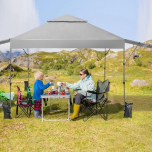 Costway 3x3m Pop Up Pavillon mit Zwei Markisen Rolltasche 4 Sandsäcke Weiß