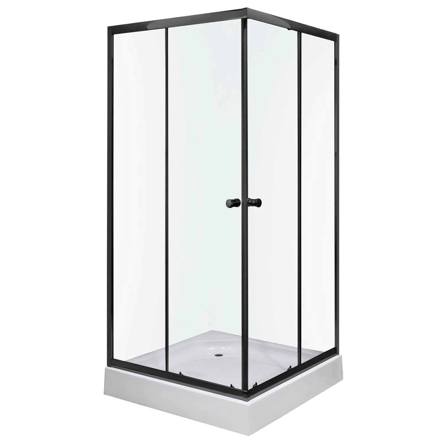 Kerra Duschkabine Olga SQ 90x90cm 4mm ESG Glas Schwarz mit Duschwanne