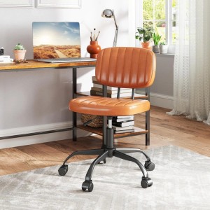 Costway ergonomischer Bürostuhl, braunes Kunstleder, höhenverstellbar, mit Rollen.