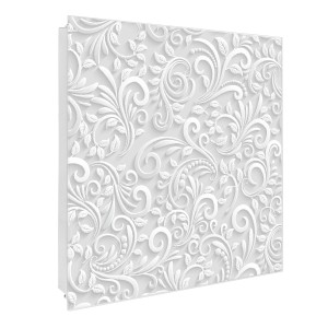 Weißer Banjado Schlüsselkasten Glas (30x30cm) mit floralem White Swirl Motiv, 50 Haken, Magnettafel.