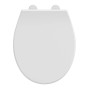 Weißer Schütte WC-Sitz Premium Slim Form aus Thermoplast mit Absenkautomatik.