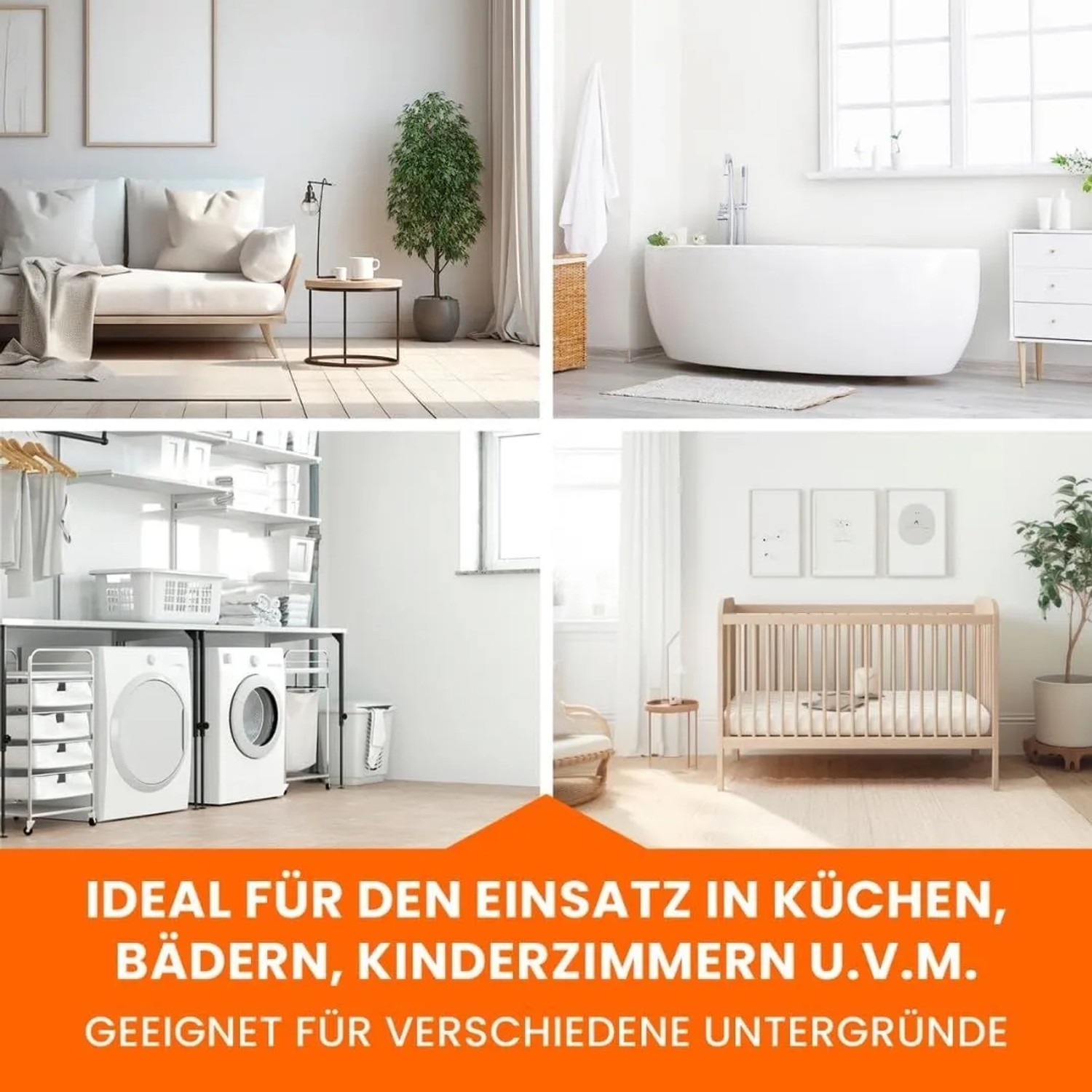 Tonis SCHIMMELSCHOCK Anti-Schimmel-Farbe weiß. Anwendungsbeispiele in Wohn-, Bad-, Wasch- & Kinderzimmer auf versch. Untergründen.