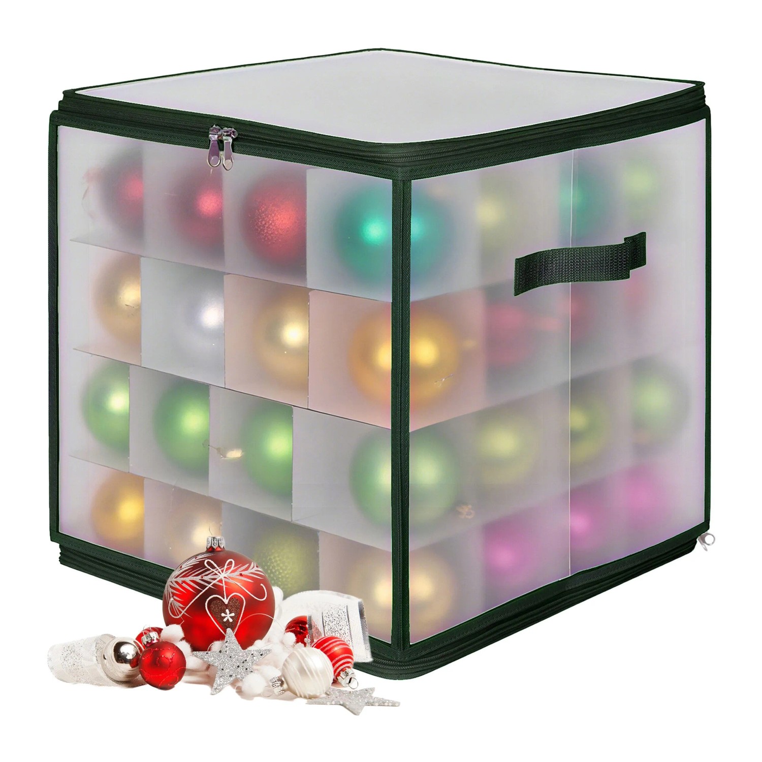 Relaxdays Weihnachtskugel Aufbewahrungsbox Kunststoff Grün Verstellbar 36 cm x 36 cm x 36 cm 1 kg