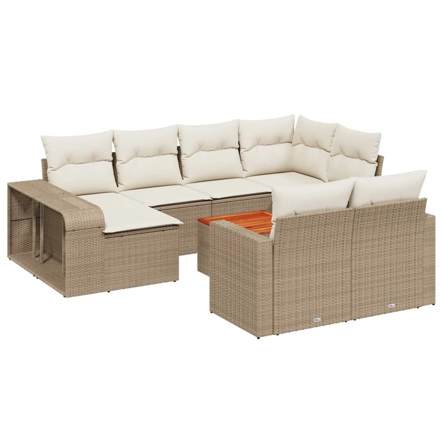 vidaXL 11-Tlg Garten-Sofagarnitur mit Kissen Beige Poly Rattan 3228918 günstig online kaufen