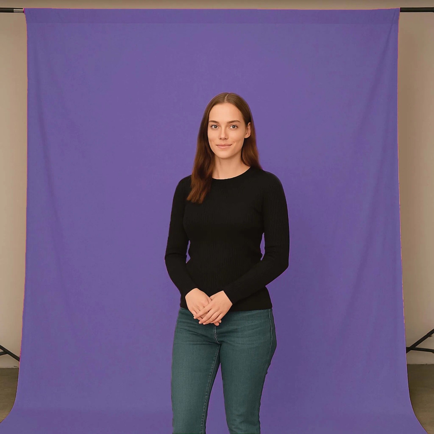 Walimex Stoffhintergrund blaulila aus Baumwolle, 2,85x6m, glatt drapiert, für Fotografie Studio.