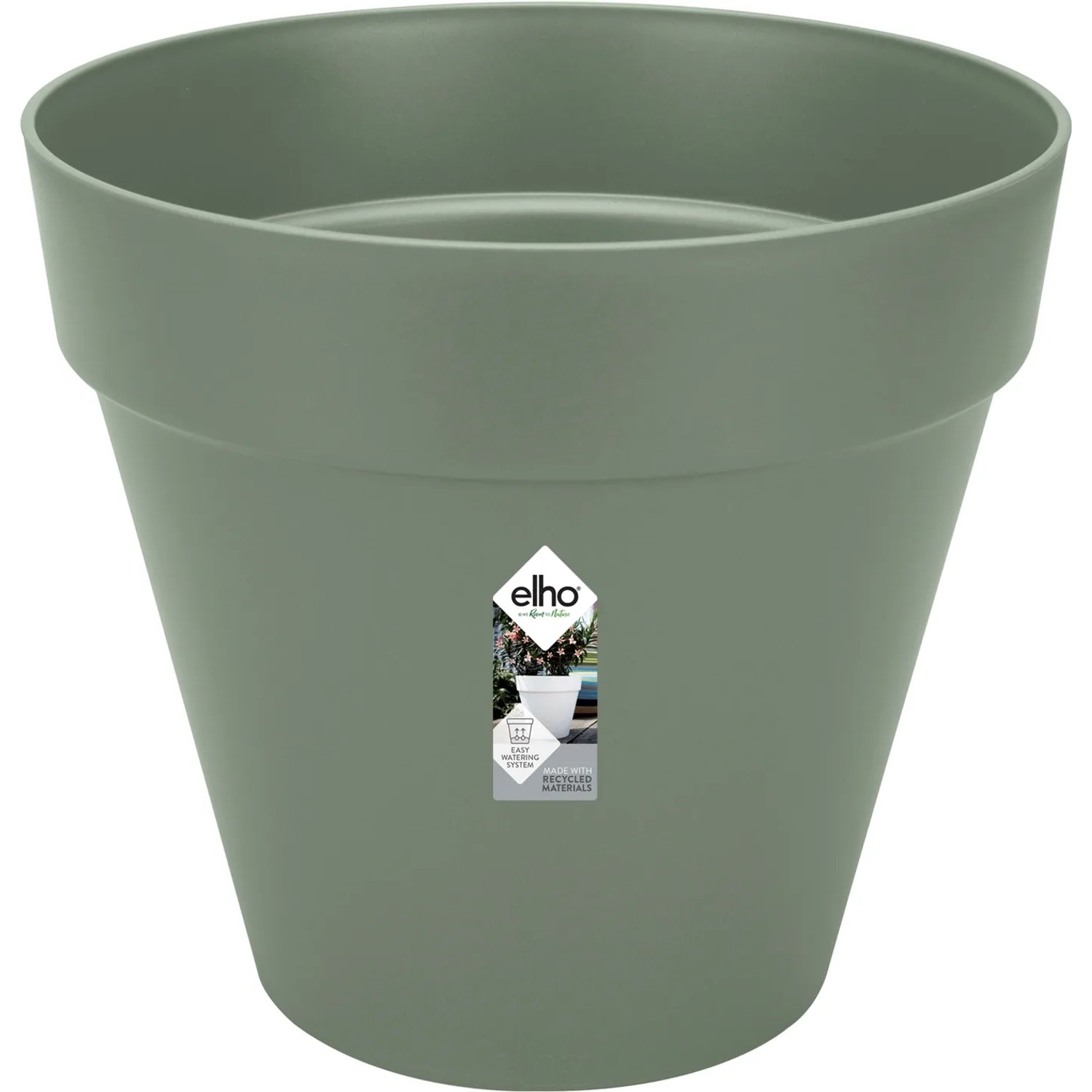 Elho Loft Urban Pflanzkübel, rund, Ø 48,5 cm, Pistaziengrün, mit Rollen.