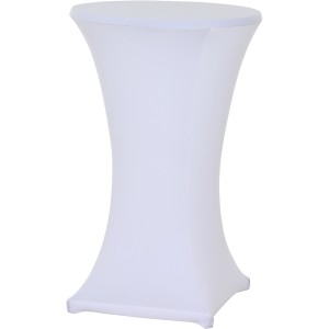 Weiße Gardamo Stehtisch-Husse für Tische Ø 70-85 cm, Höhe 110 cm.