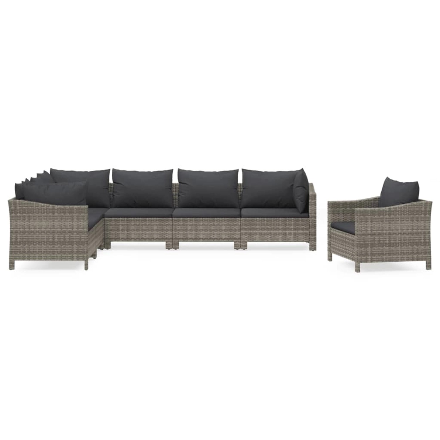 vidaXL 7-Tlg Garten-Lounge-Set mit Kissen Grau Poly Rattan 3187286 günstig online kaufen
