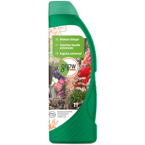 GROW by OBI Blumen-Dünger, 1l Flasche für Zimmer-, Balkon- und Gartenpflanzen.