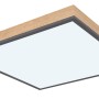 Quadratische LED-Deckenleuchte Doro in Holzfarben/Graphit, 45x45 cm. Moderne Deckenlampe mit Dimmfunktion und Fernbedienung.