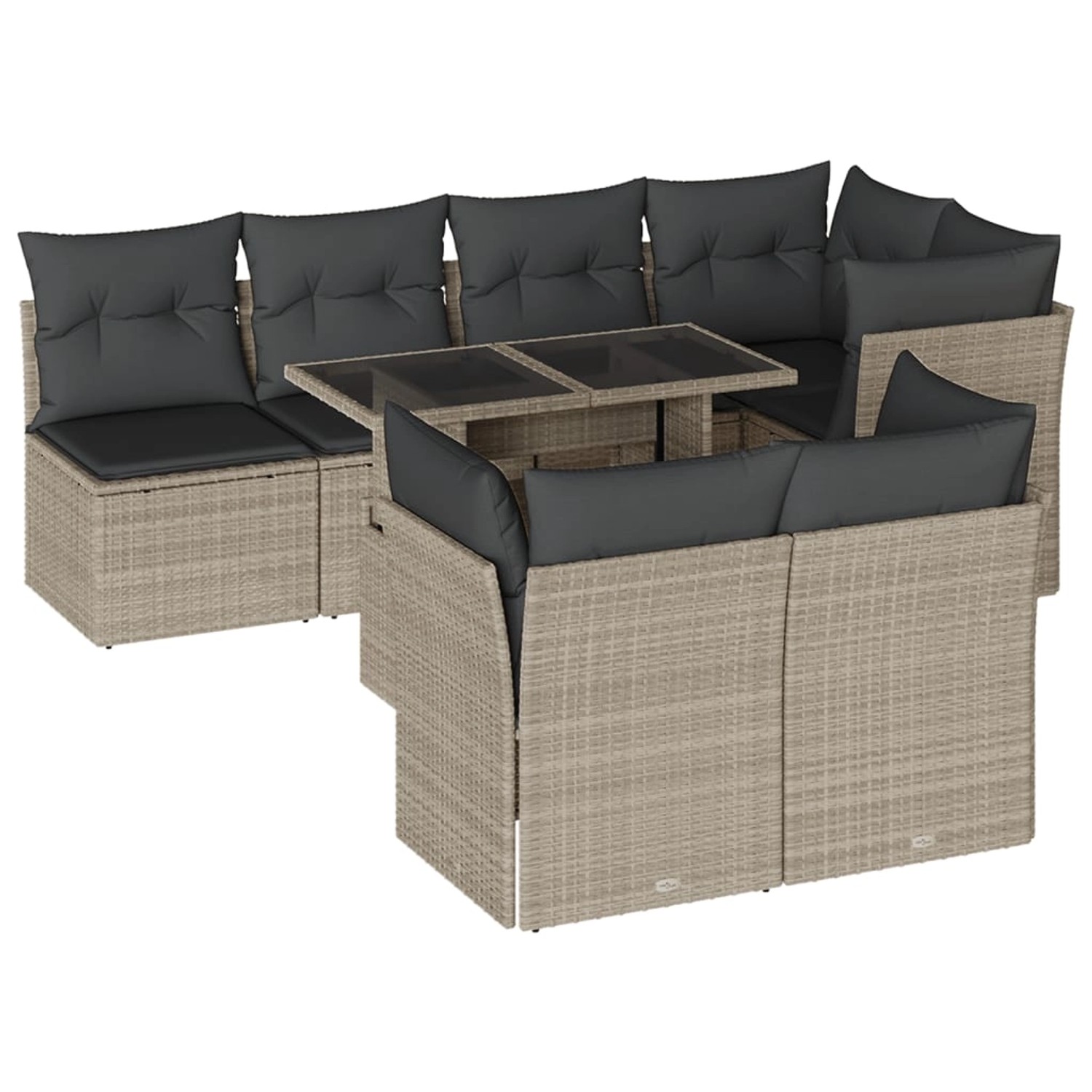 vidaXL 8-Tlg Garten-Sofagarnitur mit Kissen Hellgrau Poly Rattan 3266412 günstig online kaufen