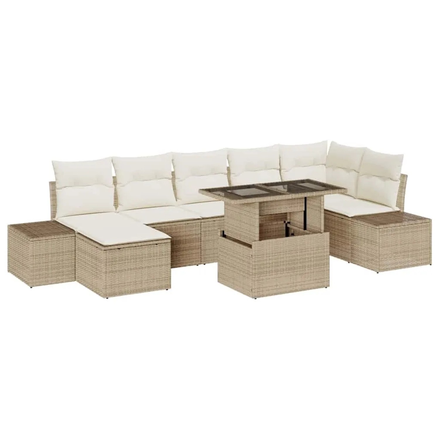 vidaXL Garten-Sofa-Set mit Kissen 8-Tlg Beige und Creme 3349227