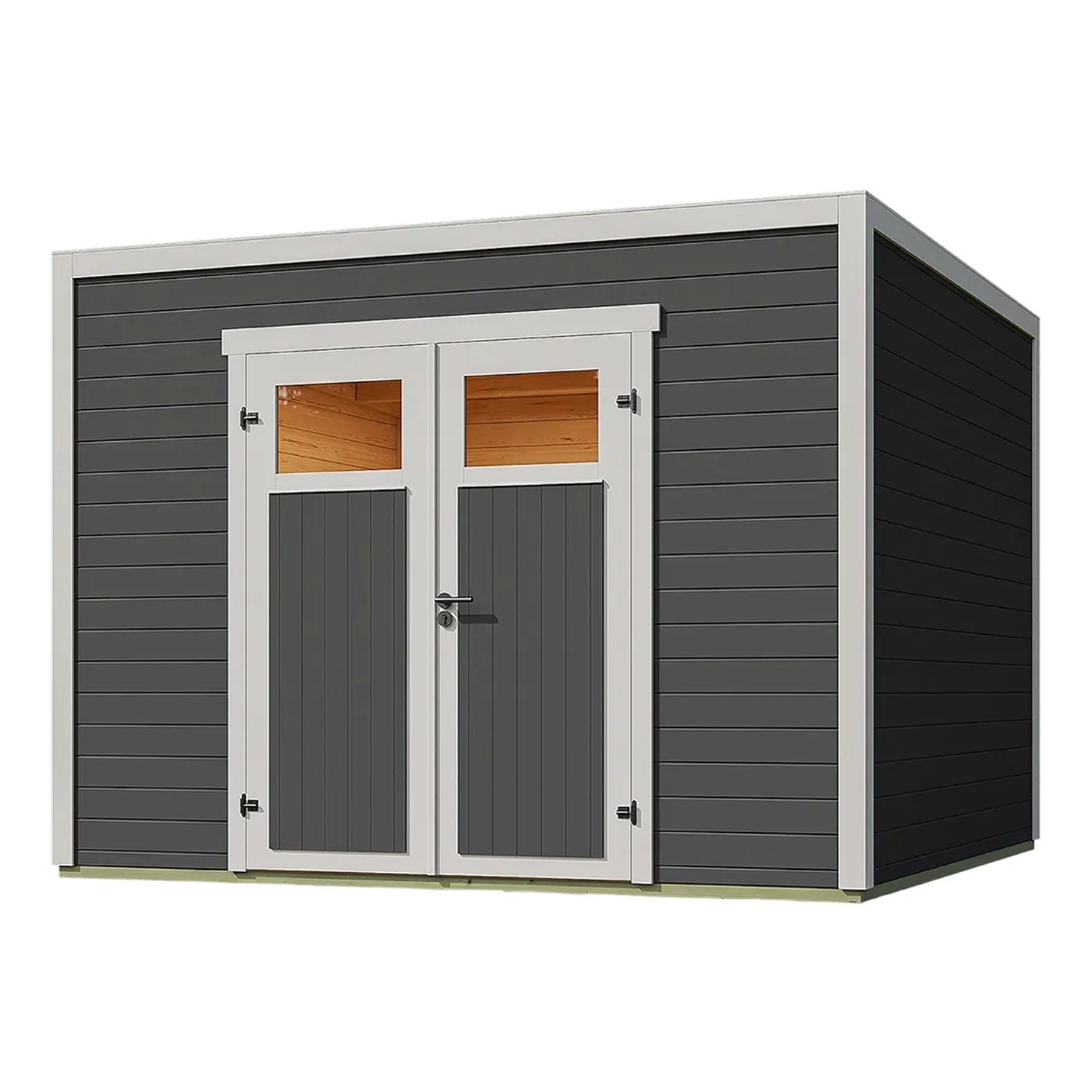 Weka Gartenhaus Batu 3 Flachdach Doppeltür Dark Grey 300 cm x 300 cm günstig online kaufen