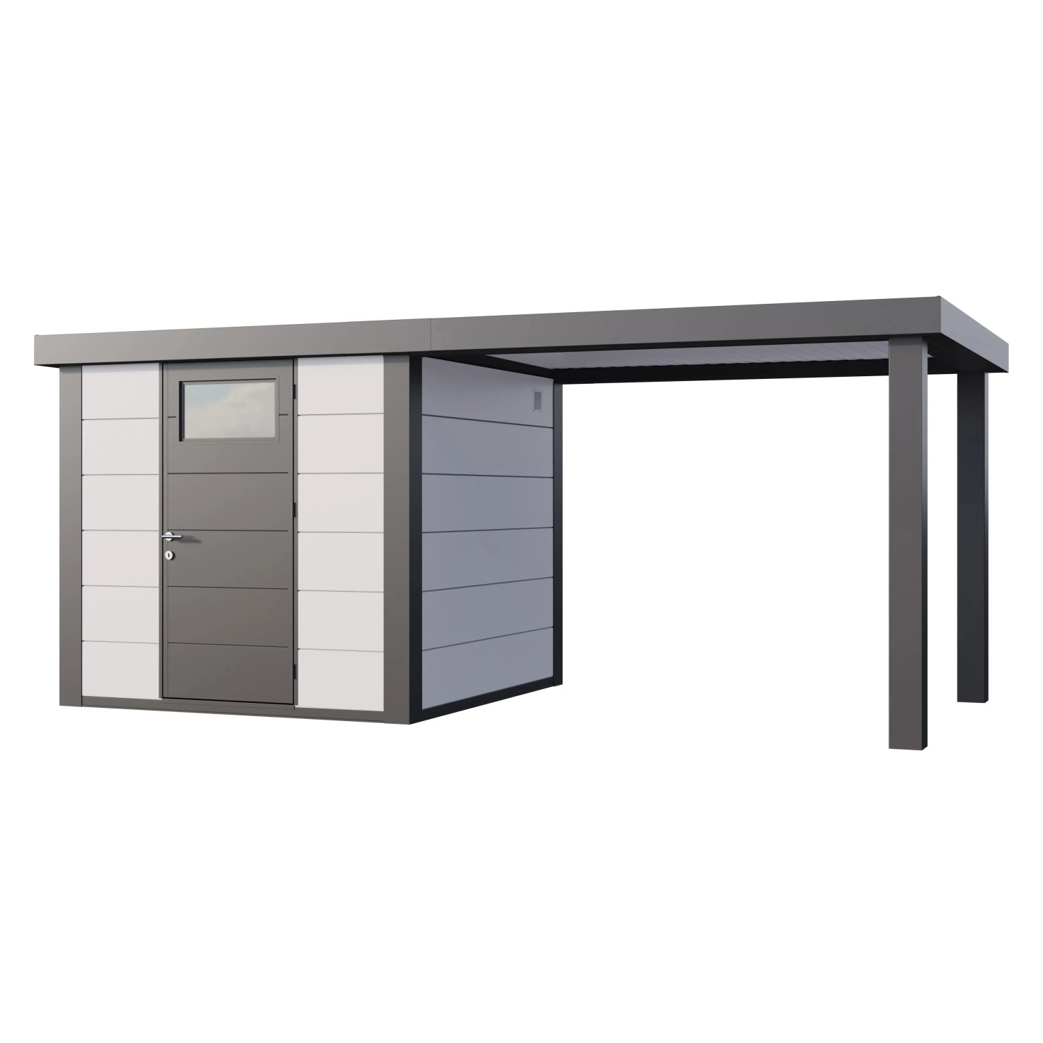 Gerätehaus Classico 2424 mit Offene Lounge L Rechts 522 cm x 238 cm Weiß günstig online kaufen