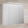 Pelipal Spiegelschrank 4010, 80 cm, Weiß Glänzend mit 3 Türen und Aufsatzleuchte.