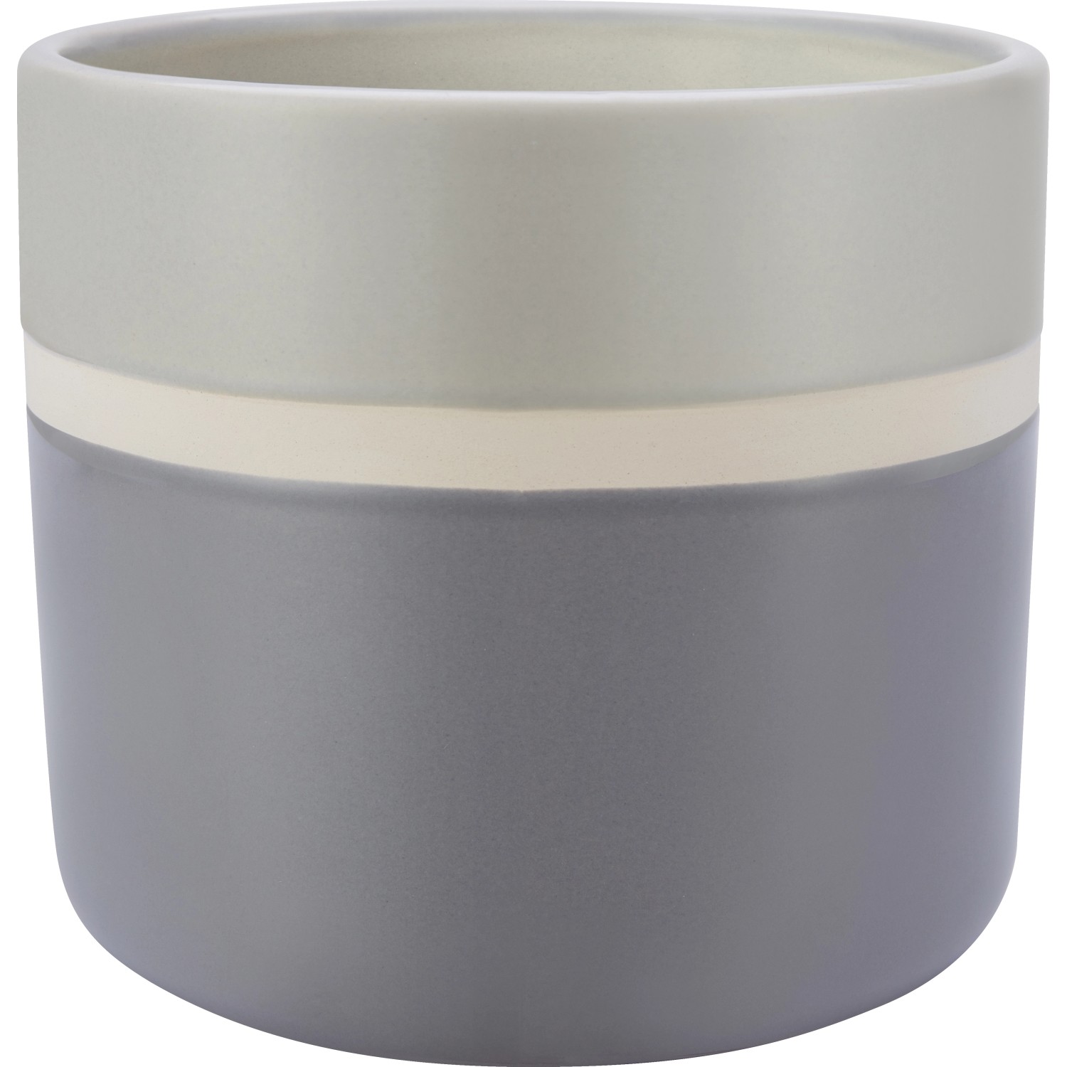 Pflanztopf Keramik Grau-Weiß Gestreift Glänzend Ø 10,5 x 9,5 cm günstig online kaufen