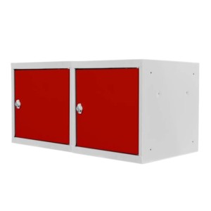 PROREGAL Mega Deal 2x Schließfachwürfel Blocky Mit Drehriegelschloss Für Vorhängeschloss 40x40x40cm Lichtgrau/Rot