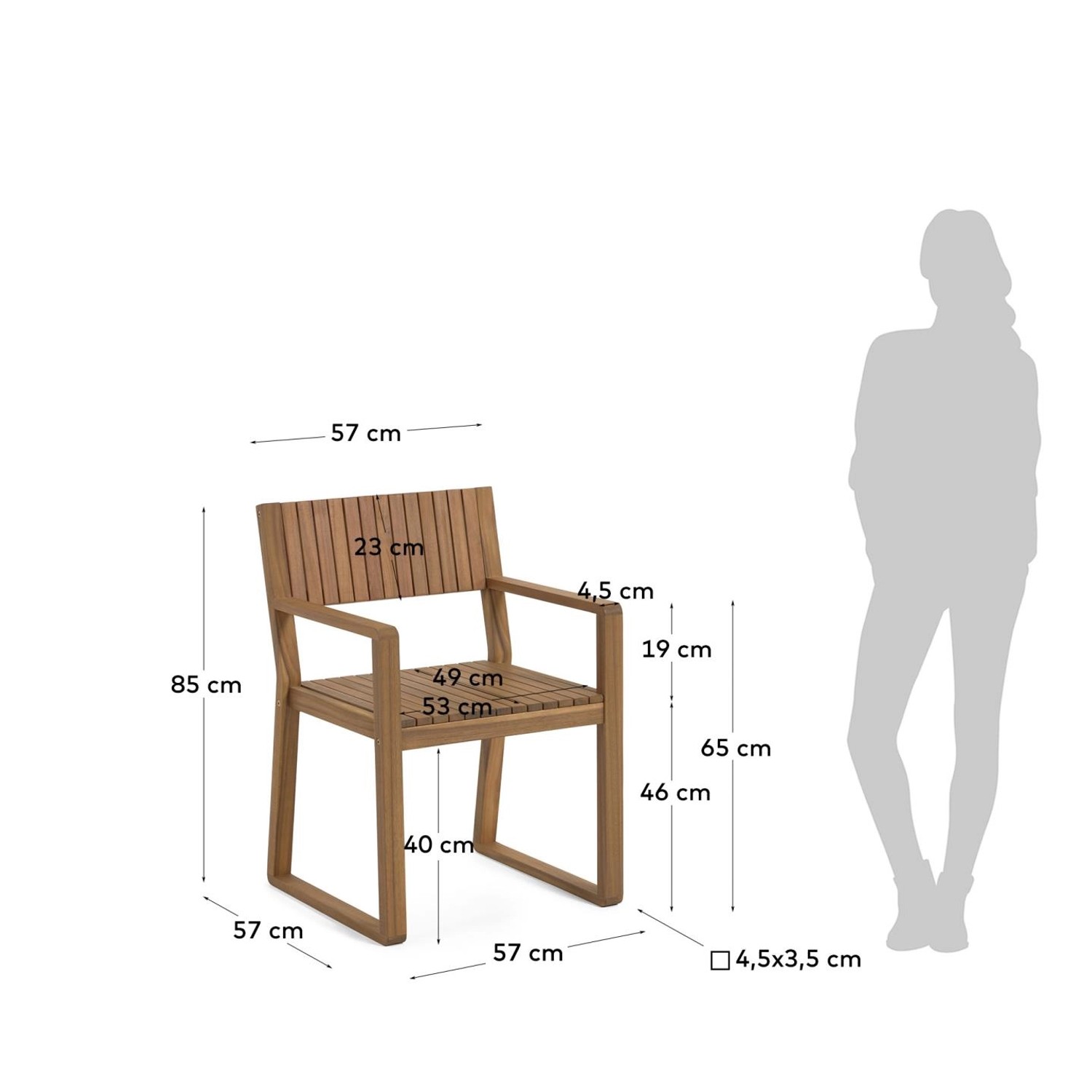 Natur24 2-er Set Gartenstuhl Emili 57 x 85 x 57 cm Akazienholz Sitzgelegenheit