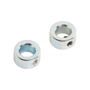 Zwei silberne Stellringe Ø 22 mm mit Madenschraube für Rollen und Räder.