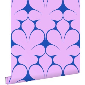 ESTAhome Vliestapete mit Retro Ornamenten in Lila und Blau, 50x900cm.