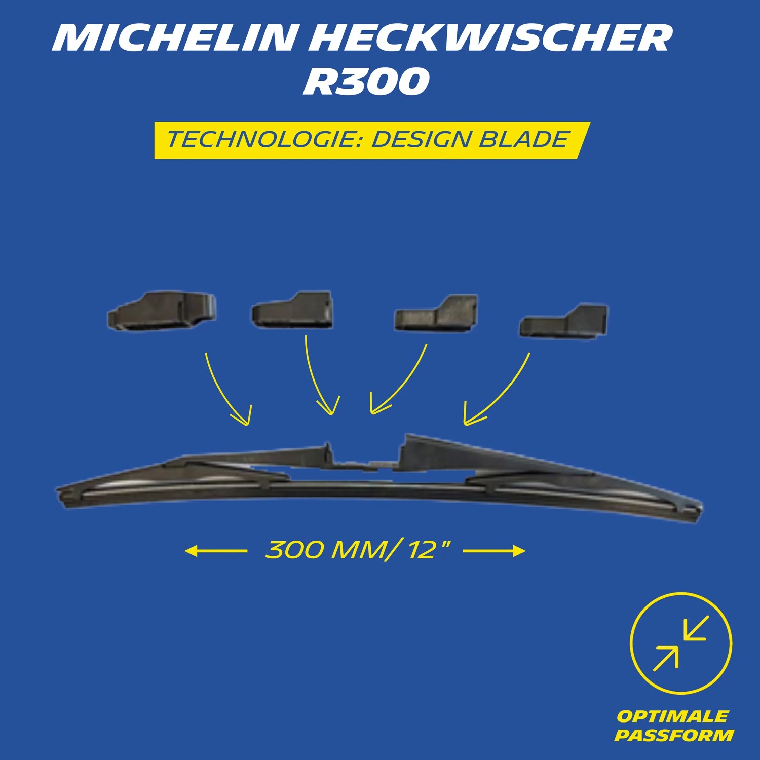 Michelin Design Blade Heckwischer, 300 mm, für optimale Passform und klare Sicht.