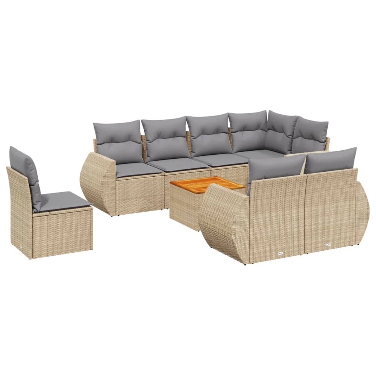 vidaXL 9-Tlg Garten-Sofagarnitur mit Kissen Beige Poly Rattan 3225100 günstig online kaufen