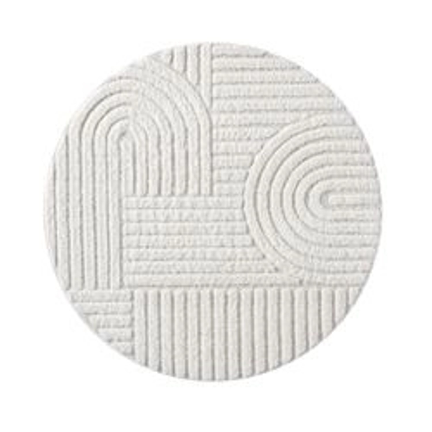 payé Teppich Nara-765 Hochflor 160x160 cm Rund Pastell-Creme Rautenmuster günstig online kaufen