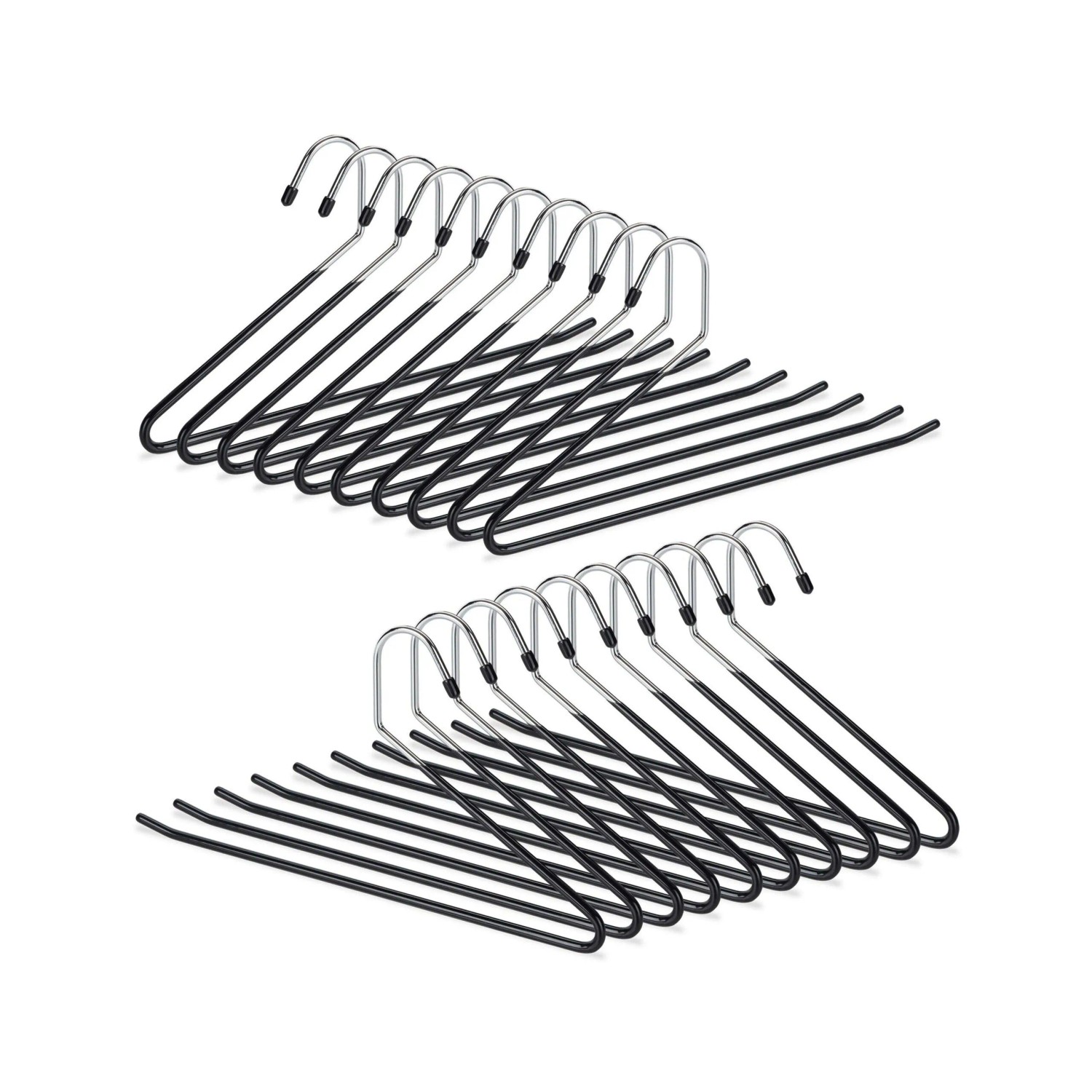 Relaxdays Hosenbügel Metall Schwarz Rutschfest 20er Pack 35 cm x 18 cm x 0,5 cm