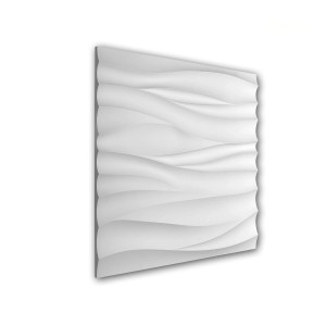Weißes PROFHOME 3D Wandpaneel mit wellenförmiger Struktur, geeignet für die Wandvertäfelung.