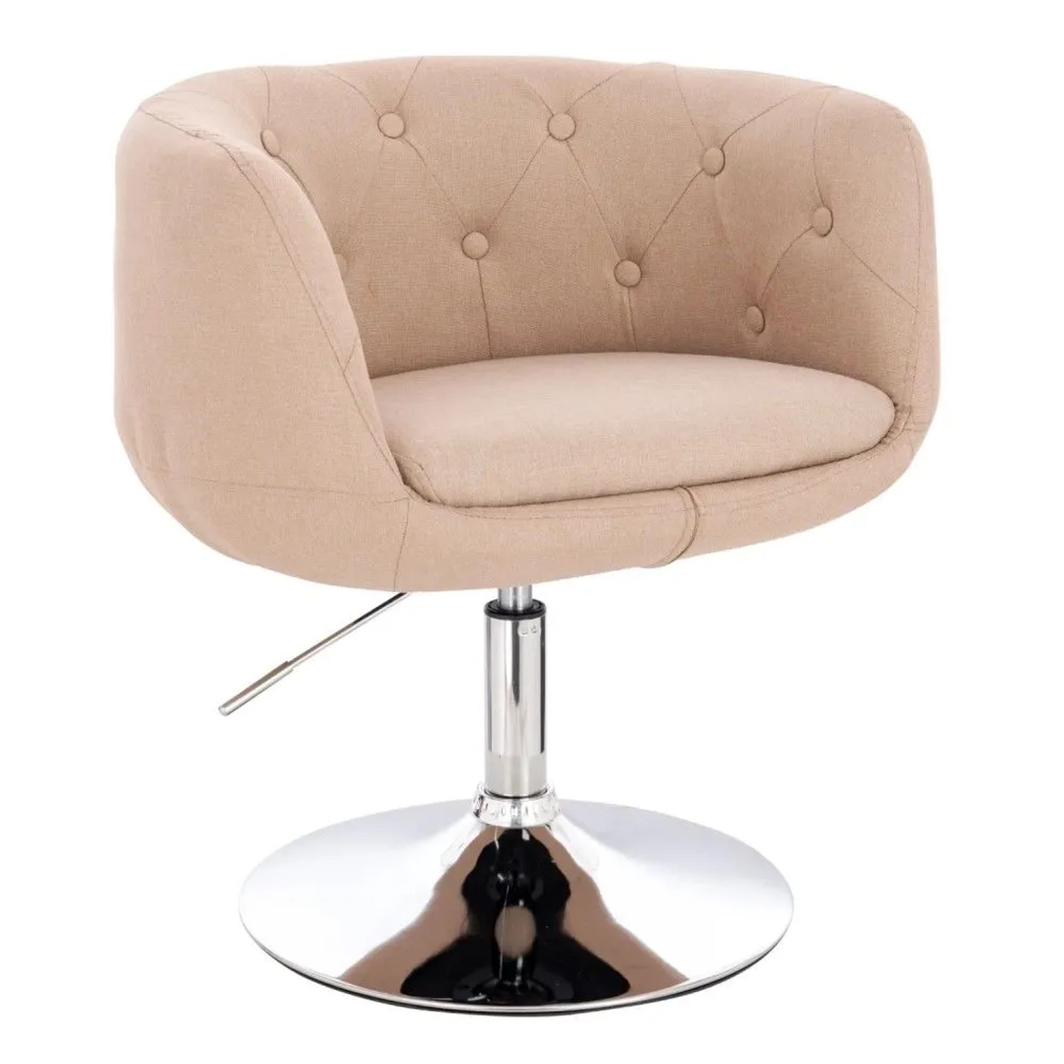 Svita Panama Retro Loungestuhl Polsterstuhl Cocktailsessel Tellerfuß Metall Stoff Beige
