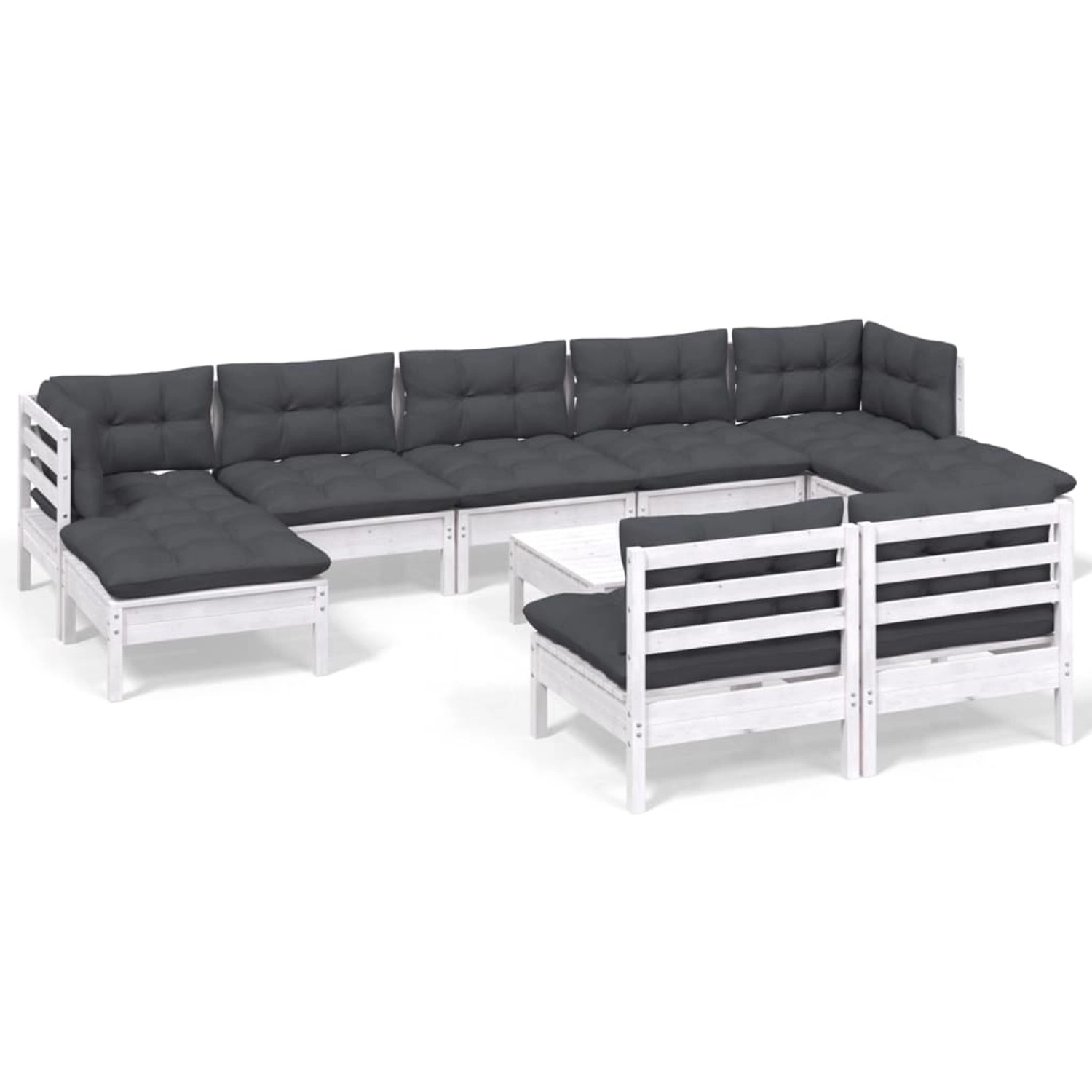 vidaXL 10-Tlg Garten-Lounge-Set mit Kissen Weiß Kiefernholz 3097110 günstig online kaufen