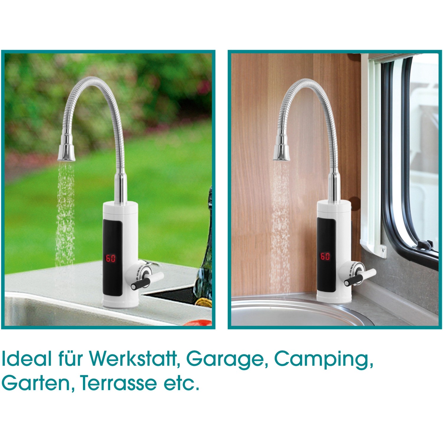 Elektrischer Durchlauferhitzer 5500W - Mini Warmwasserbereiter Mit LED Anzeige Für Küche & Bad